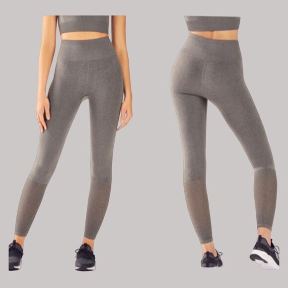 Fabletics Seamless Leggings XS Gray High Rise Compression Workout Pants - Picture 1 of 12